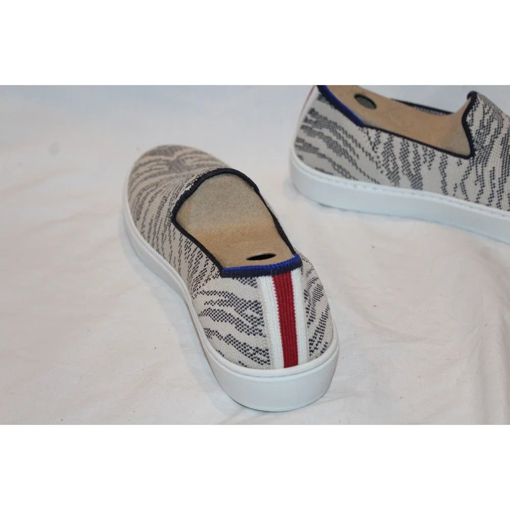 Rothy’s Women' Size 6.5 The Sneaker Maritime Tiger Knit Slip On Tan Retired